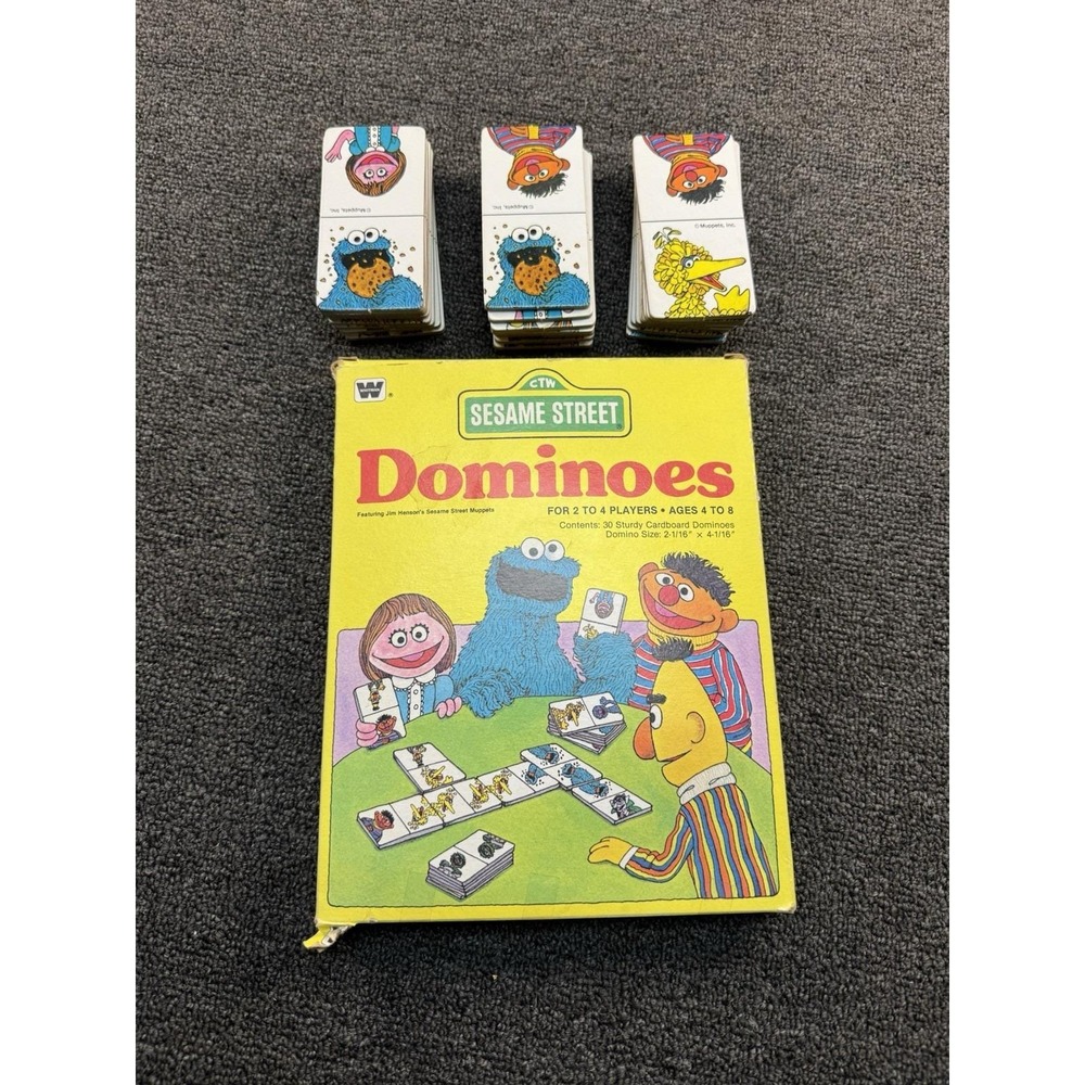 VTG Sesame Street Dominoes Golden Game Toy 1980 Jim Henson Cookie Monster in box